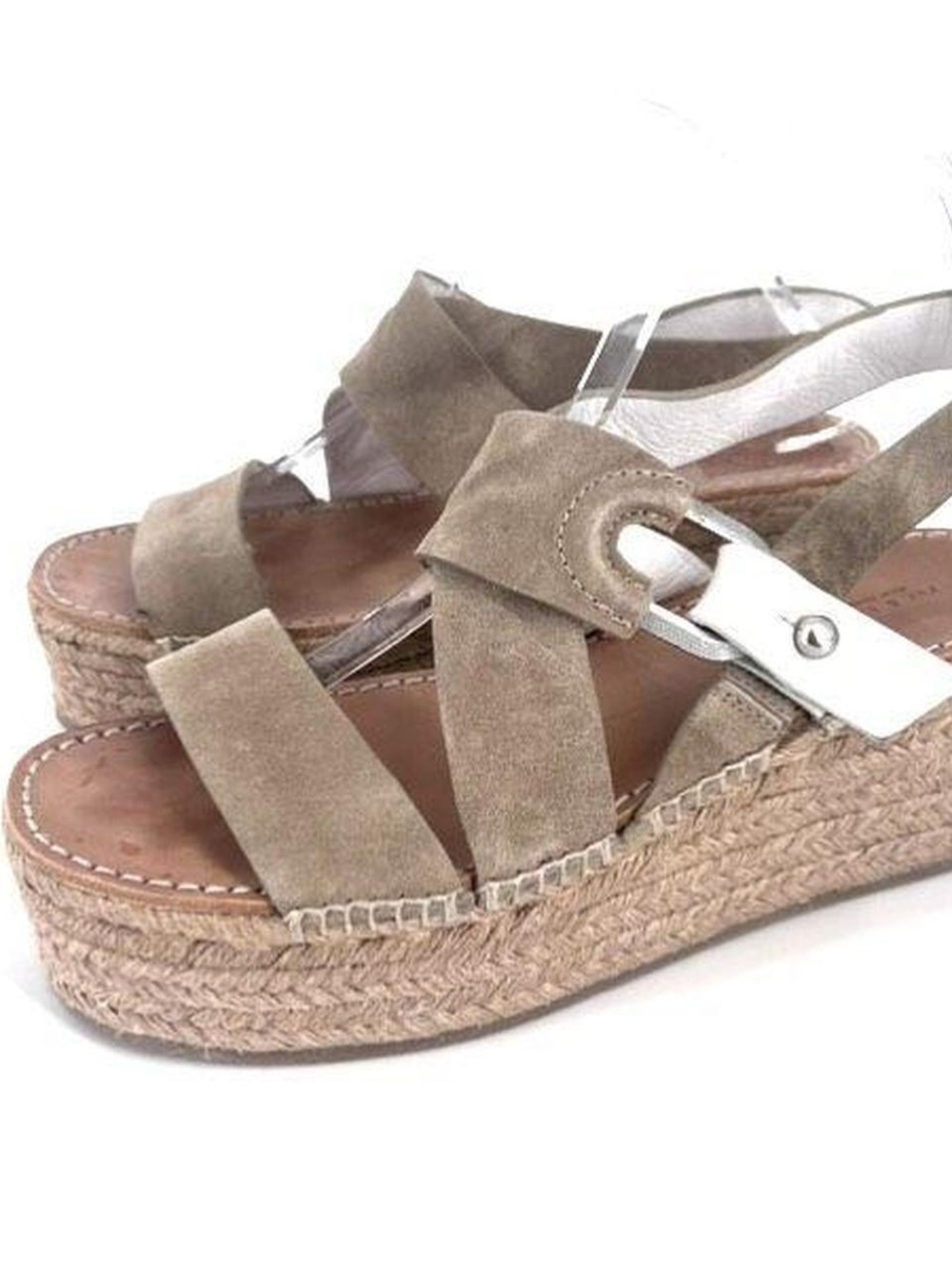 rag & bone Taupe Suede Espadrille Platform Sandals 6